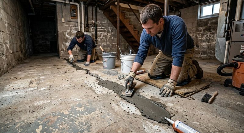 Cracked Basement Floor Repair in Bucks County, PA