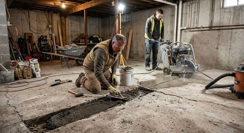 Cracked Basement Floor Repair in Bucks County, PA