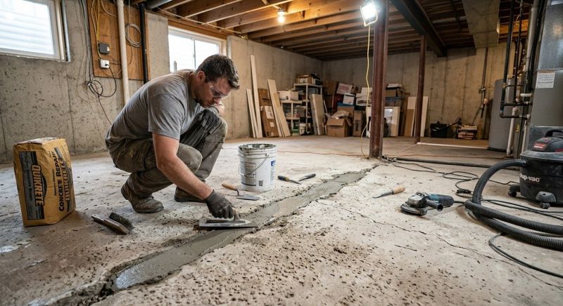 Cracked Basement Floor Repair in Bucks County, PA